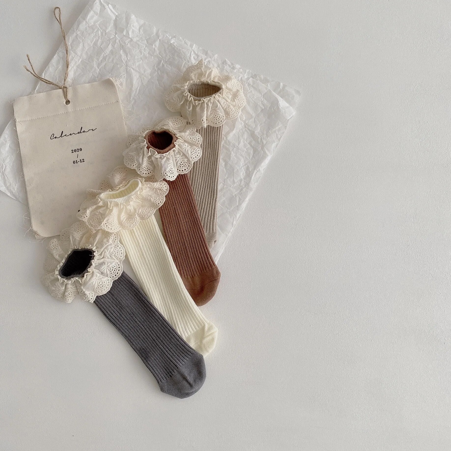 Baby Girls Knee Length Soft Cotton Socks, 4 Pcs