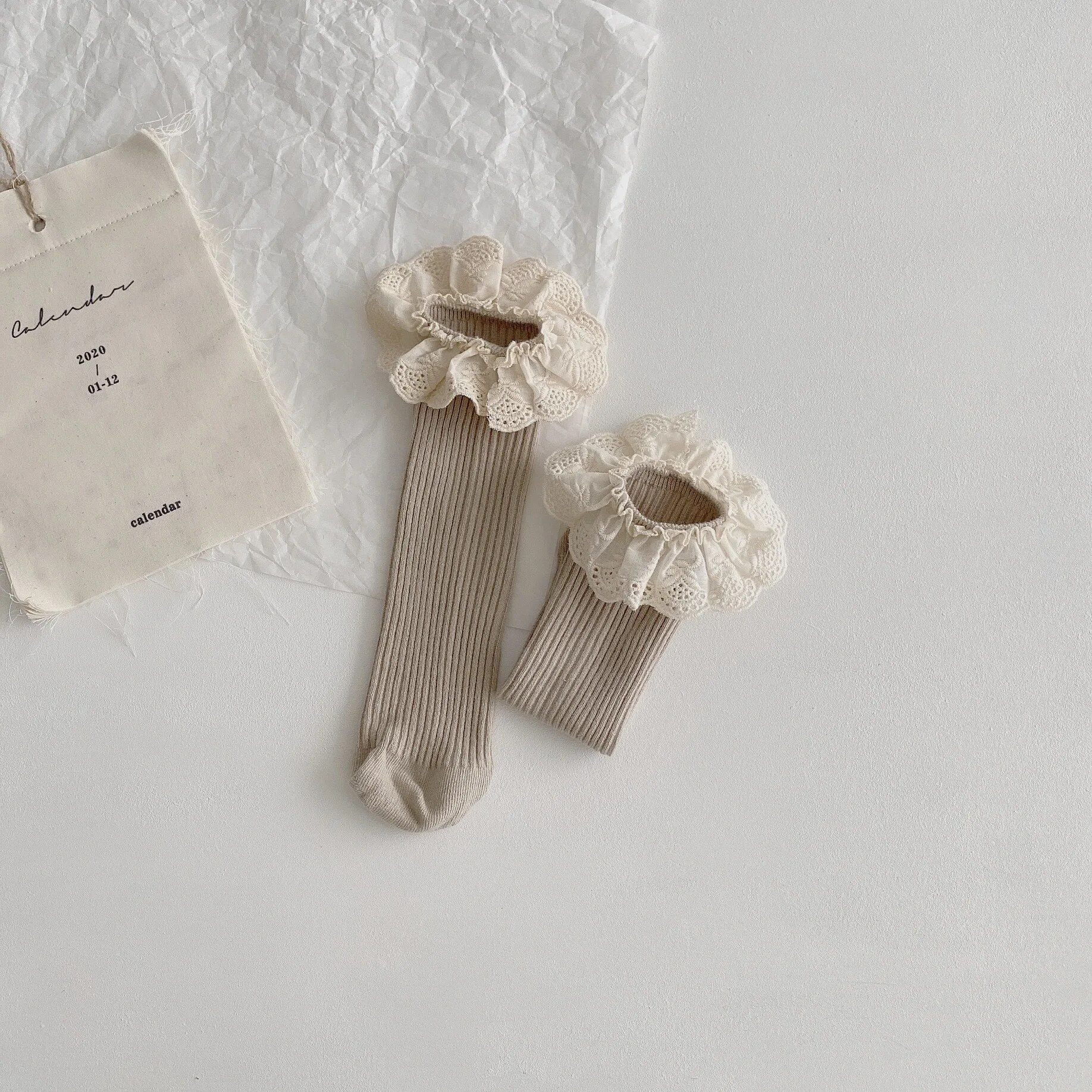 Baby Girls Knee Length Soft Cotton Socks, 4 Pcs