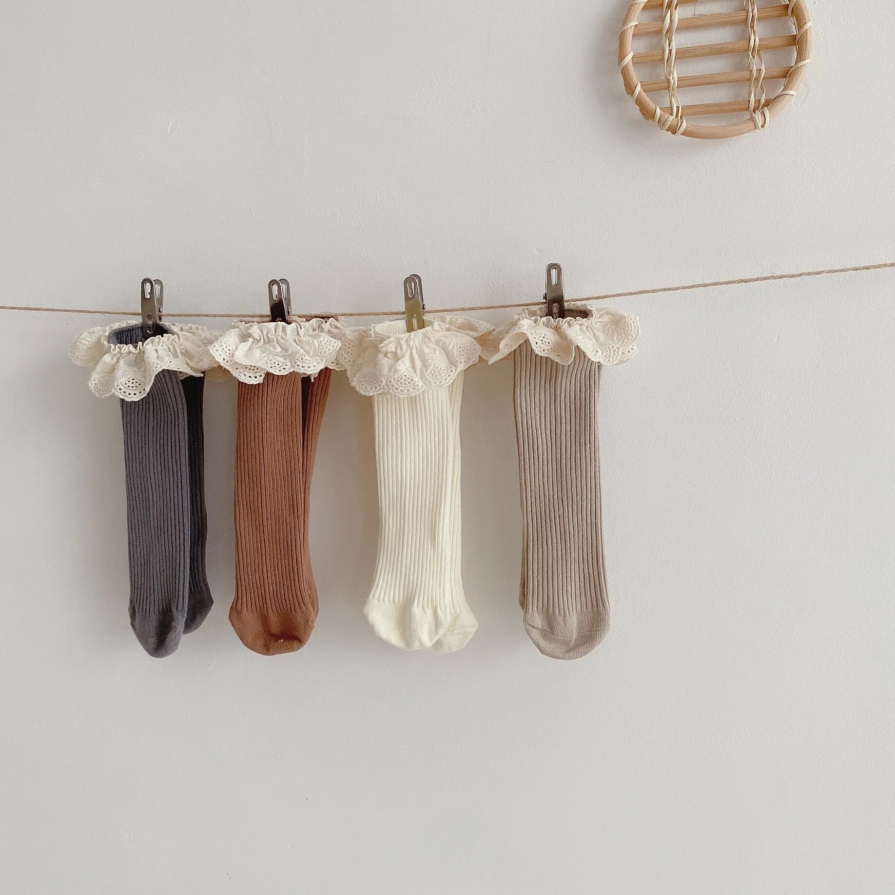 Baby Girls Knee Length Soft Cotton Socks, 4 Pcs