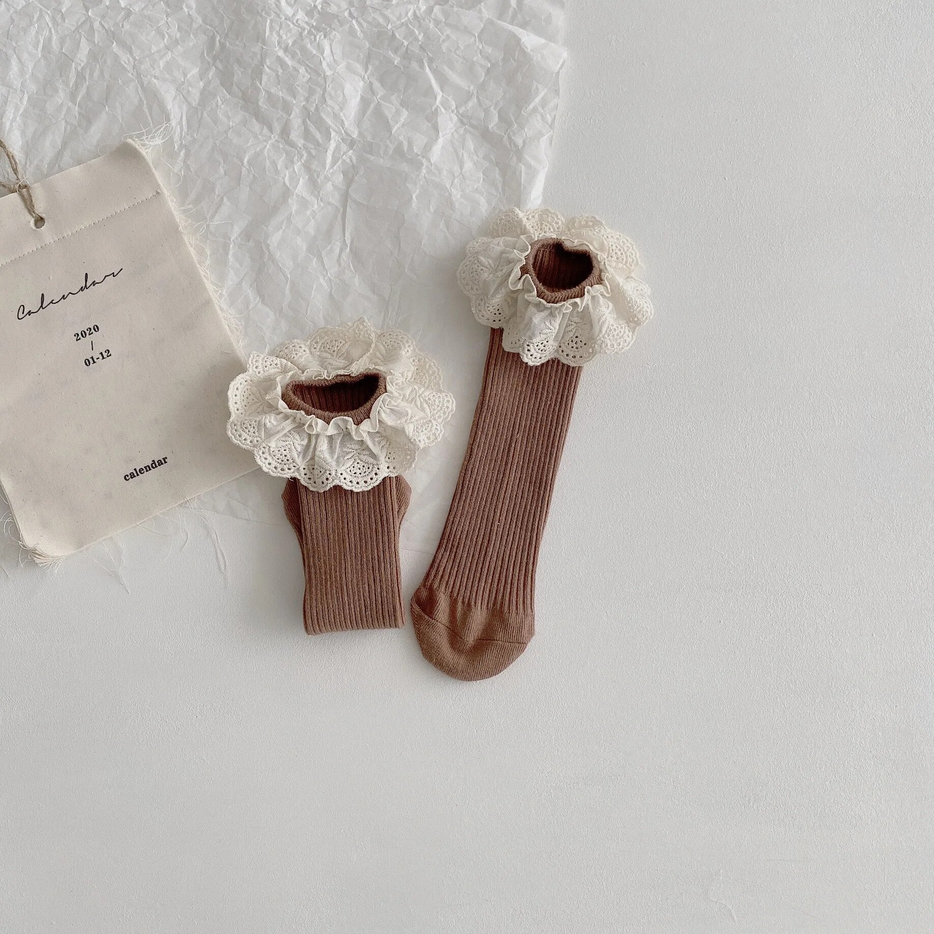 Baby Girls Knee Length Soft Cotton Socks, 4 Pcs