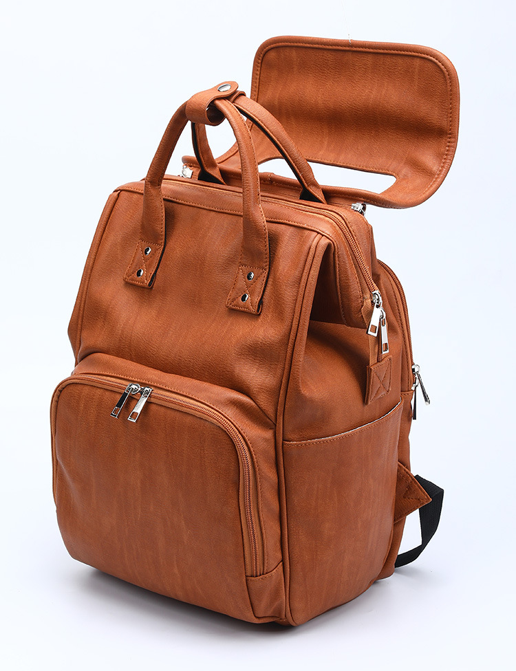 Unisex Waterproof PU Leather Baby Diapers Backpack Unisex Waterproof PU Leather Baby Diapers Backpack