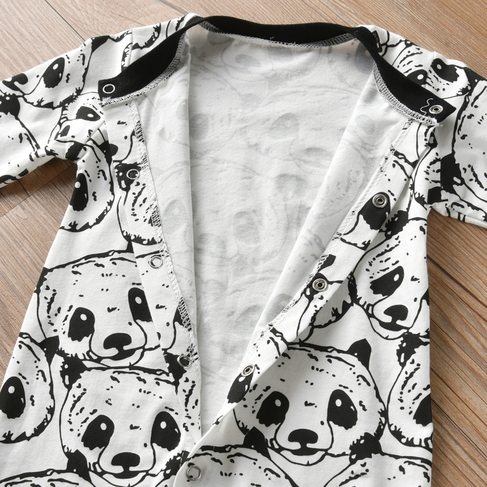 Baby's Panda Print Romper and Hat 2 Pcs Set Baby's Panda Print Romper and Hat 2 Pcs Set