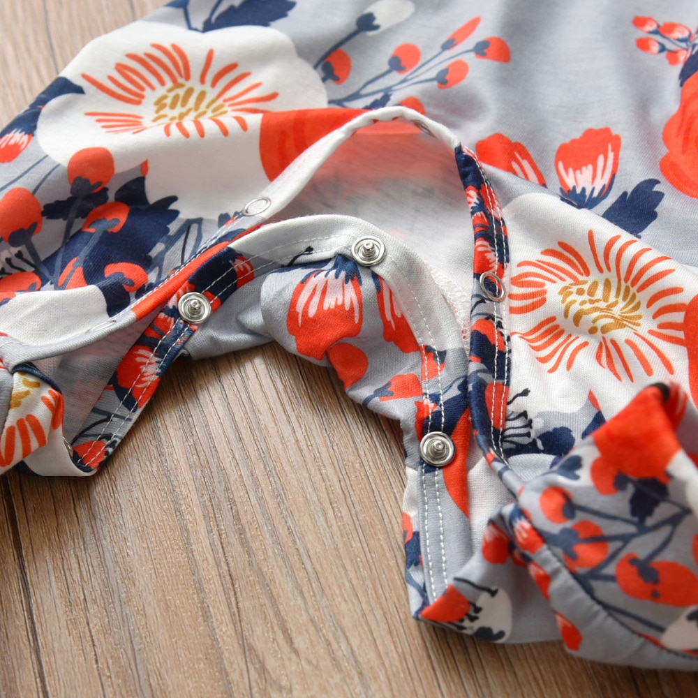 Baby Girl's Floral Print Romper and Headband Set Baby Girl's Floral Print Romper and Headband Set