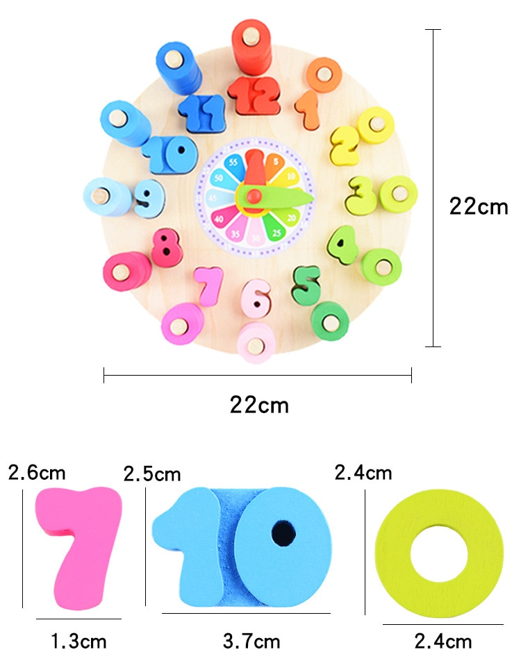 Baby's Wooden Puzzle Clock Math Toy