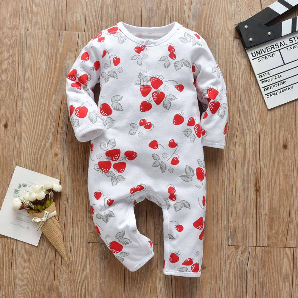 Baby Girl's Strawberry Print Romper Baby Girl's Strawberry Print Romper