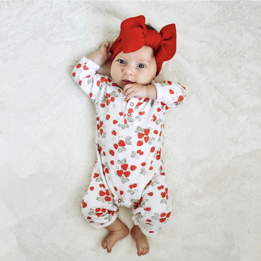Baby Girl's Strawberry Print Romper Baby Girl's Strawberry Print Romper