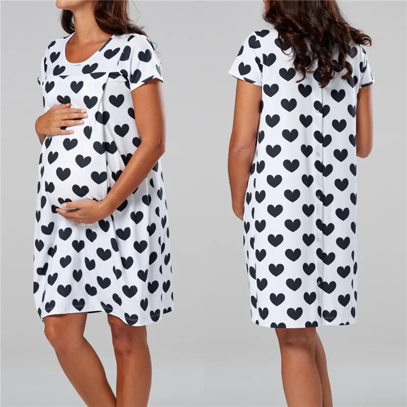 Maternity Pyjamas Nightgown Breastfeeding Dress