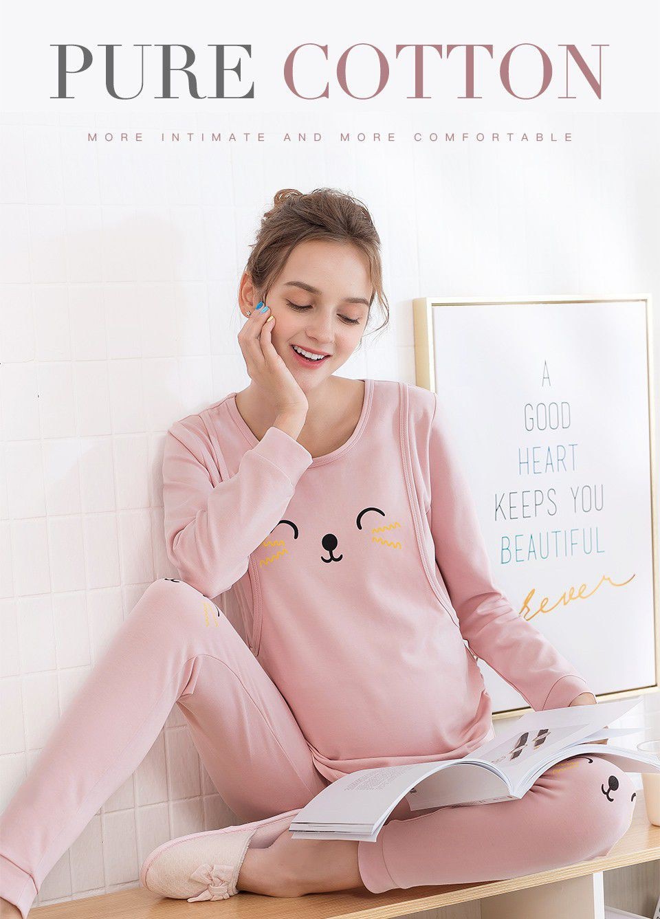 Women's Star Pattern Maternity Pajama Set