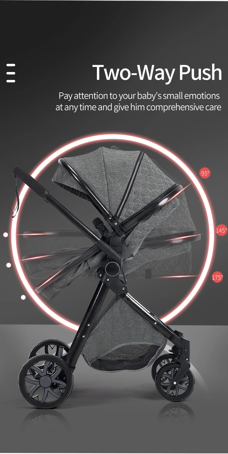 Baby Stroller 3 in 1, Travel System High Landscape Stroller with bassinet  in Folding Carriage for Newborns baby Shock Proof Car