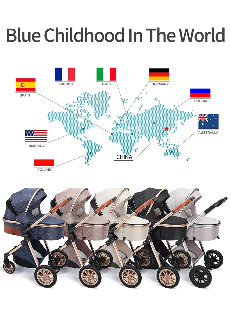 Baby Stroller 3 in 1, Travel System High Landscape Stroller with bassinet  in Folding Carriage for Newborns baby Shock Proof Car
