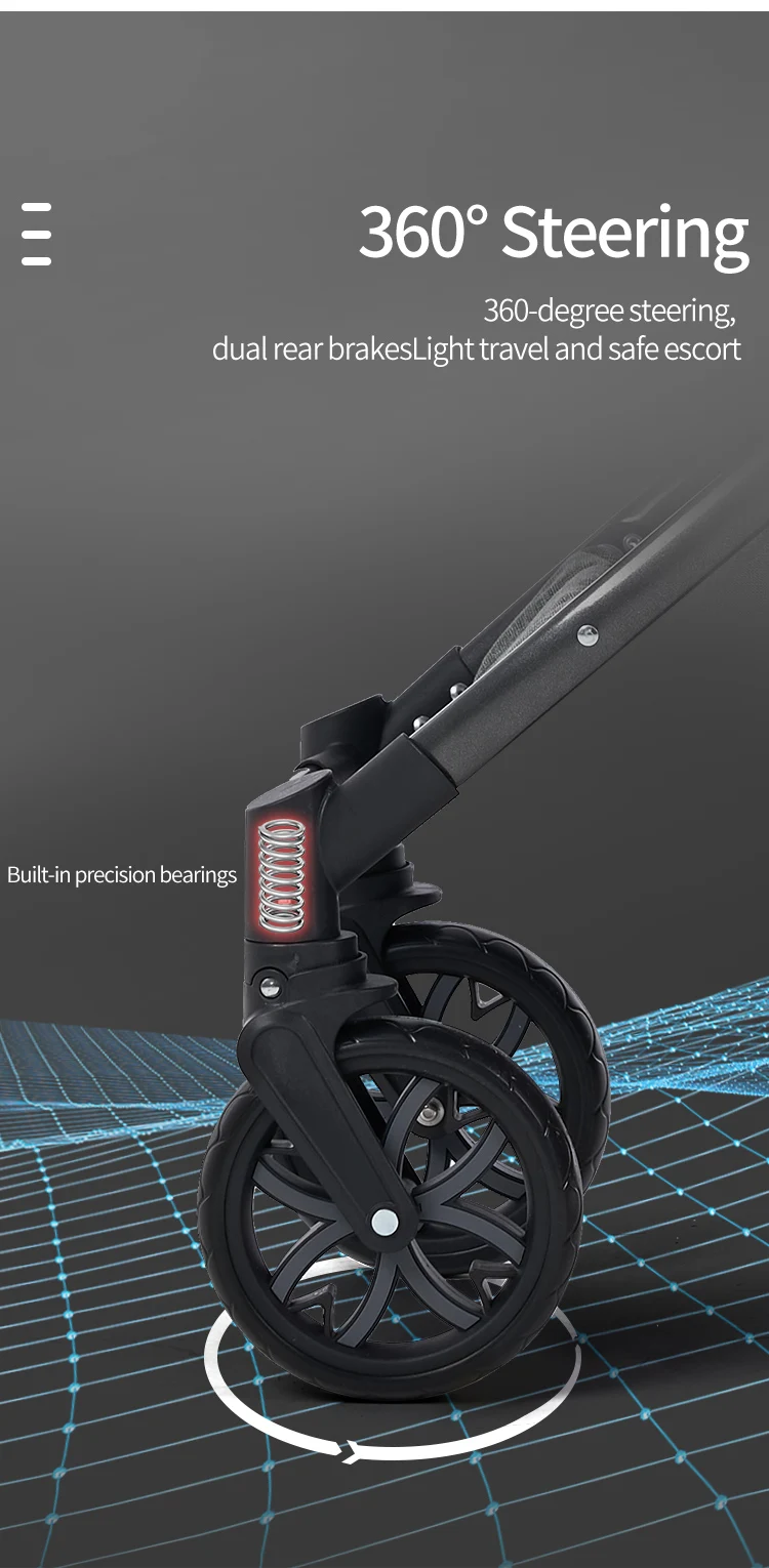 Baby Stroller 3 in 1, Travel System High Landscape Stroller with bassinet  in Folding Carriage for Newborns baby Shock Proof Car