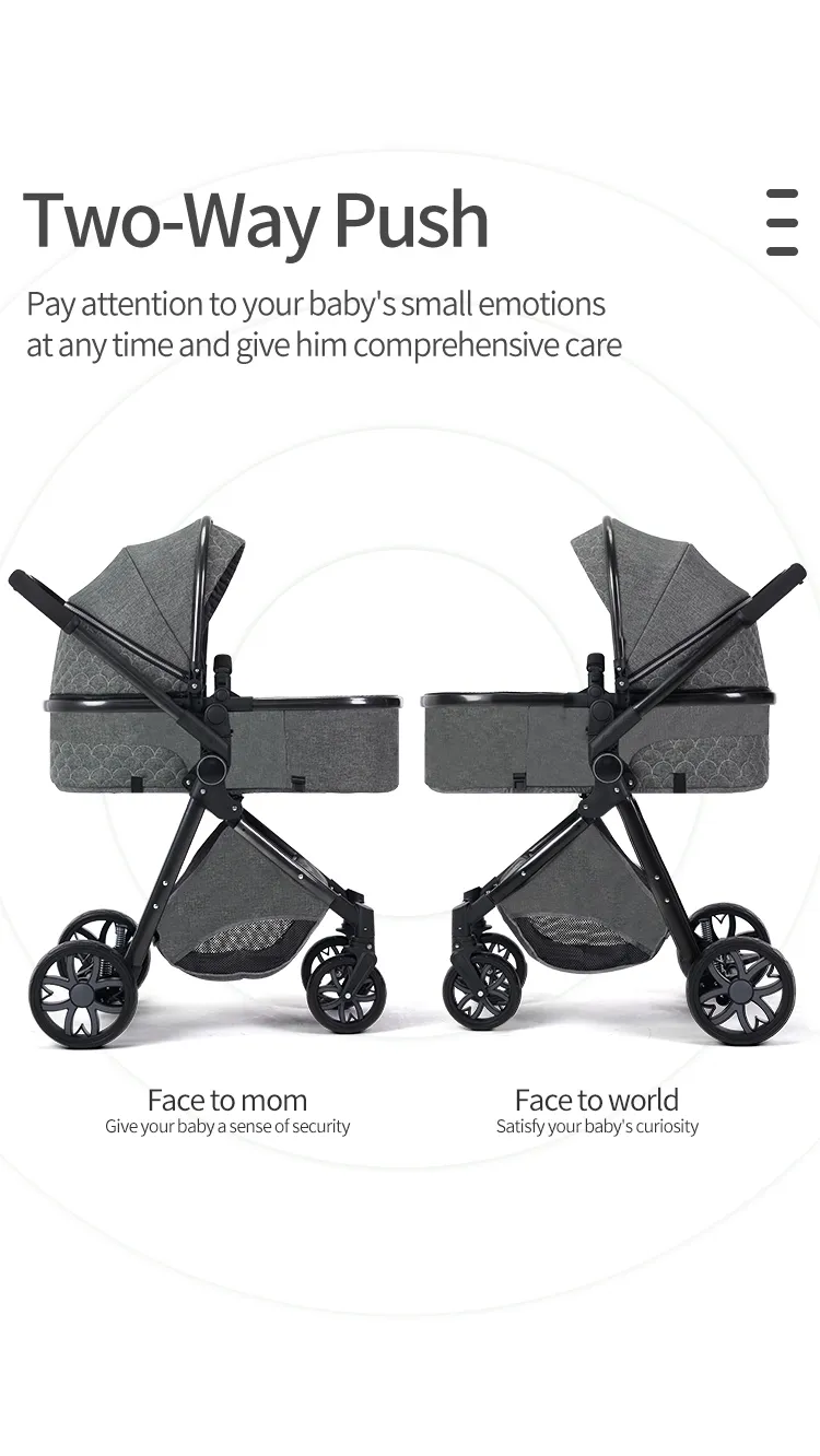 Baby Stroller 3 in 1, Travel System High Landscape Stroller with bassinet  in Folding Carriage for Newborns baby Shock Proof Car