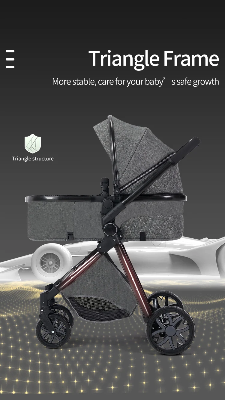 Baby Stroller 3 in 1, Travel System High Landscape Stroller with bassinet  in Folding Carriage for Newborns baby Shock Proof Car