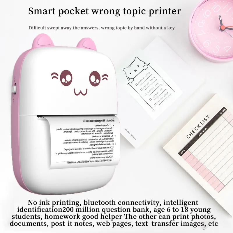 Portable Mini Bluetooth WiFi New Wrong Printer Mobile Phone Photo Title Note Hot Print Pocket Student Error Label Printer Portable Mini Bluetooth WiFi New Wrong Printer Mobile Phone Photo Title Note Hot Print Pocket Student Error Label Printer