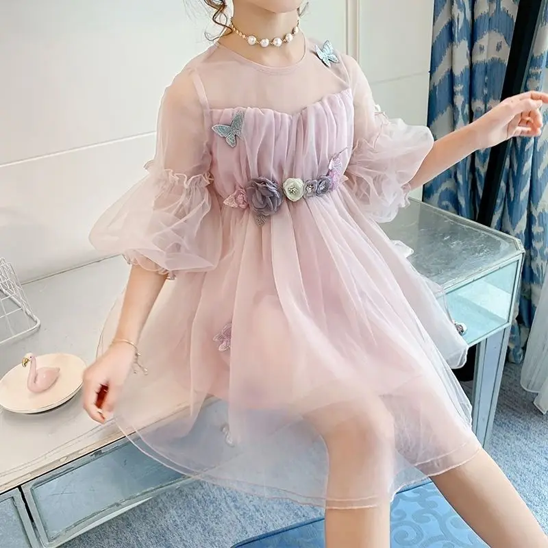 Girl Sundress Big Boy Short Sleeve Dress Princess T-shirt Baby Girl Child Kid Two Piece Dress Set Korean Versionsummerdresschild Girl Sundress Big Boy Short Sleeve Dress Princess T-shirt Baby Girl Child Kid Two Piece Dress Set Korean Versionsummerdresschild