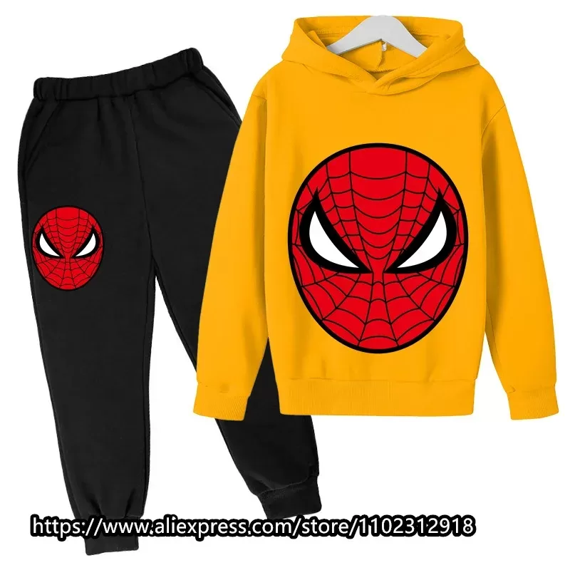 Avengers SpiderMan Kids Hoodies Sets Marvel- Cartoon Boys Girls Autumn Winter Hooded Toddler Long Sleeve Clothes Sweaters