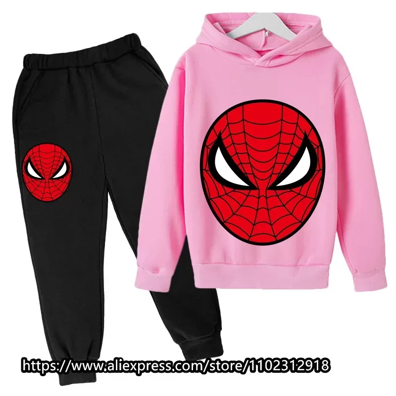 Avengers SpiderMan Kids Hoodies Sets Marvel- Cartoon Boys Girls Autumn Winter Hooded Toddler Long Sleeve Clothes Sweaters
