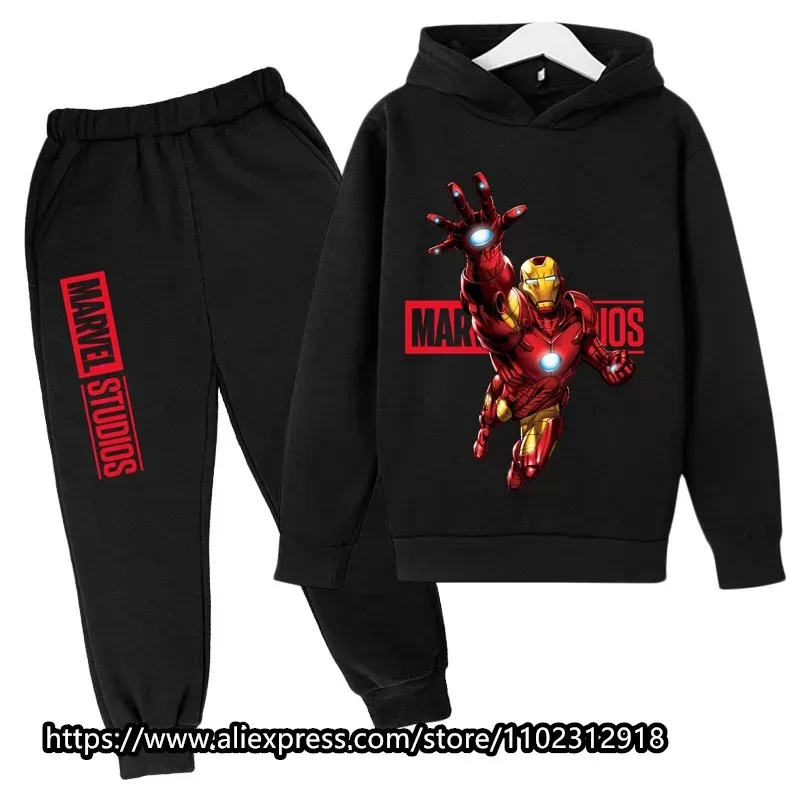 Avengers SpiderMan Kids Hoodies Sets Marvel- Cartoon Boys Girls Autumn Winter Hooded Toddler Long Sleeve Clothes Sweaters