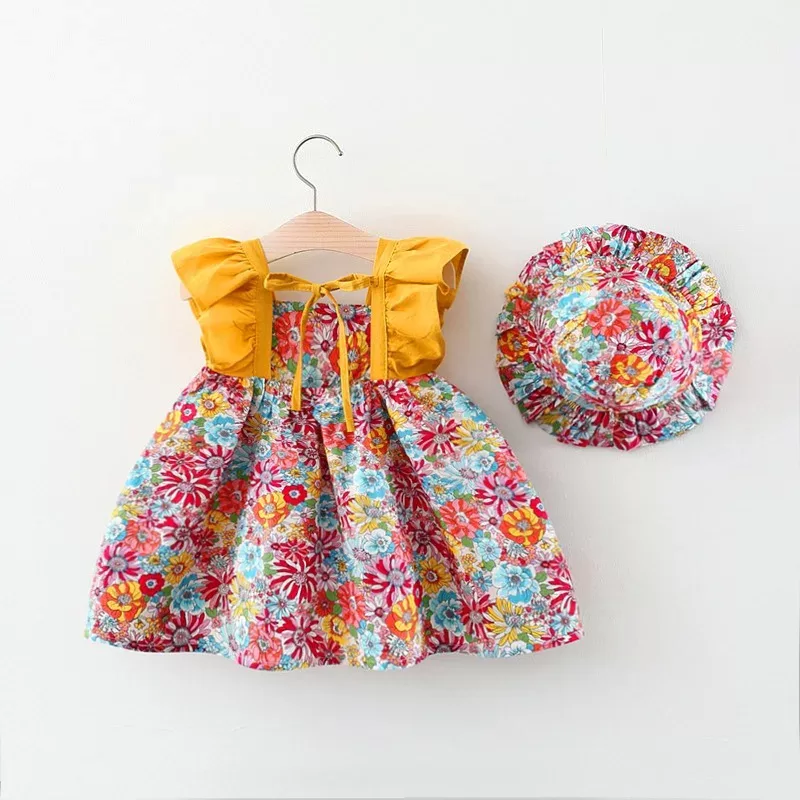 Summer New Girl Baby Strap Dress Fragmented Flower Children’s Sleeveless Princess Dress 0-3 Year Old Newborn Comes with Hat Summer New Girl Baby Strap Dress Fragmented Flower Children's Sleeveless Princess Dress 0-3 Year Old Newborn Comes with Hat