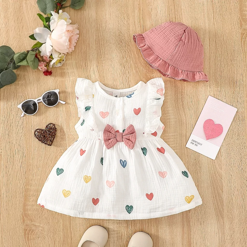 2PCS Dress Clothes Set Newborn Baby Girl Love Print Sleeveless Dress With Hat Summer Fashion Cute Wear for Infant Girl 0-9Months 2PCS Dress Clothes Set Newborn Baby Girl Love Print Sleeveless Dress With Hat Summer Fashion Cute Wear for Infant Girl 0-9Months