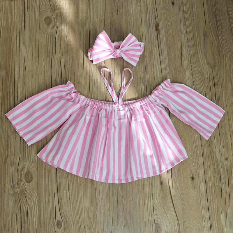 1-7Y Fashion Children Kids Girl 3Pcs Summer Outfit Off Shoulder Stripe Tops+Ripped Pants+Headbands Set Outfit Kid Girls Clothes 1-7Y Fashion Children Kids Girl 3Pcs Summer Outfit Off Shoulder Stripe Tops+Ripped Pants+Headbands Set Outfit Kid Girls Clothes