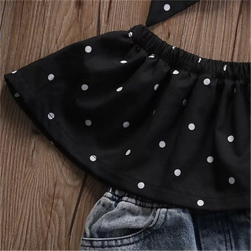 3pcs Baby Girl Summer Clothes Set Dot Sleeveless Top Vest Hole Jeans Pants Bow Headband Outfits Fashion Casual Kids Clothing Set 3pcs Baby Girl Summer Clothes Set Dot Sleeveless Top Vest Hole Jeans Pants Bow Headband Outfits Fashion Casual Kids Clothing Set