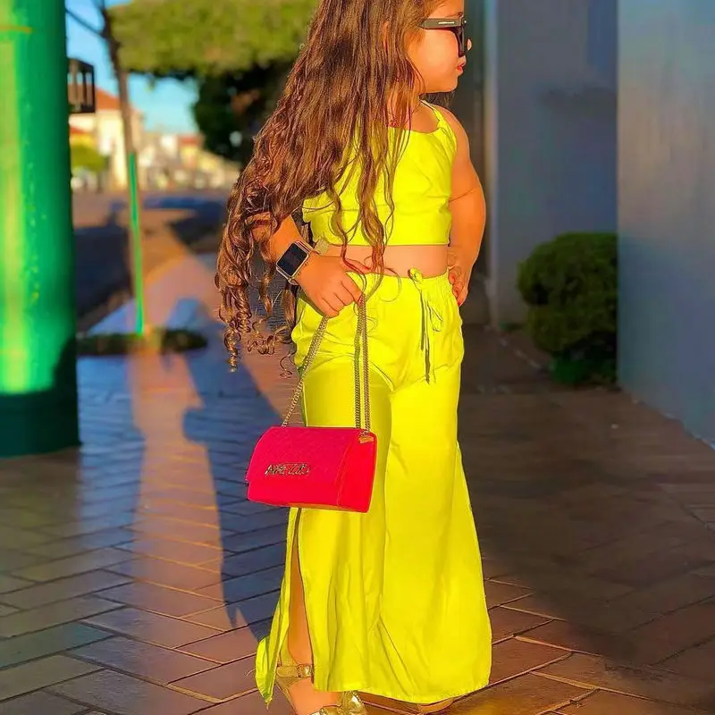 Summer Children’s Clothing Sets For Baby Kids Girls Halter Crop Tops+Wide Leg Pants Toddler Child Girl New Clothing Outfits 1-8Y Summer Children's Clothing Sets For Baby Kids Girls Halter Crop Tops+Wide Leg Pants Toddler Child Girl New Clothing Outfits 1-8Y