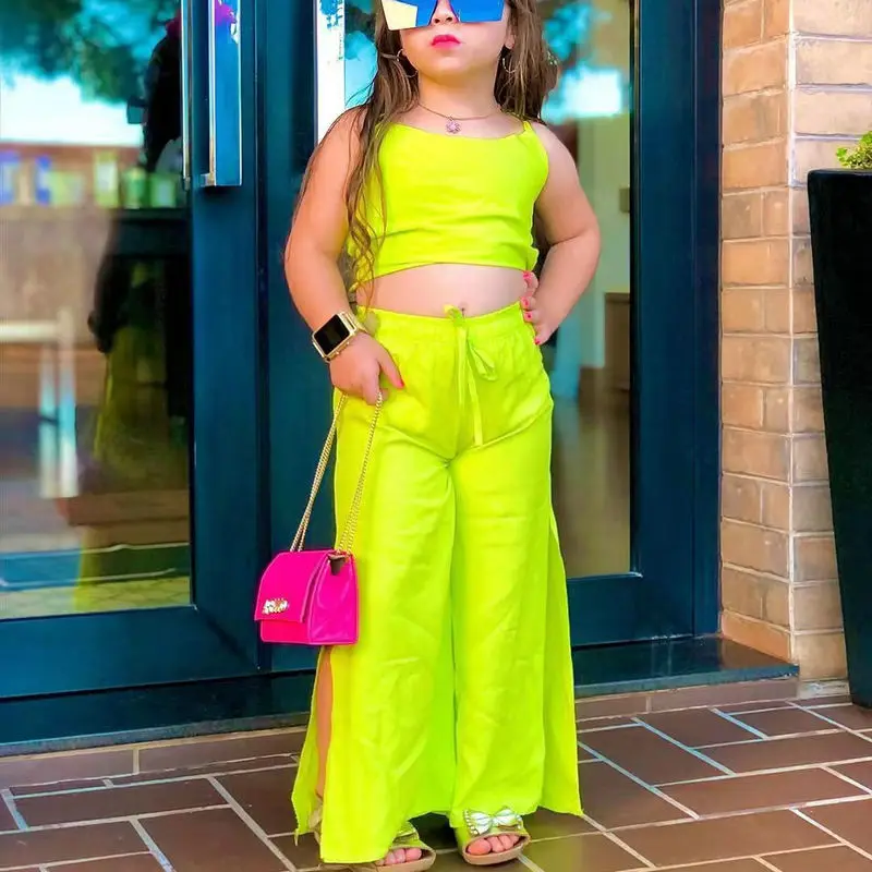 Summer Children’s Clothing Sets For Baby Kids Girls Halter Crop Tops+Wide Leg Pants Toddler Child Girl New Clothing Outfits 1-8Y Summer Children's Clothing Sets For Baby Kids Girls Halter Crop Tops+Wide Leg Pants Toddler Child Girl New Clothing Outfits 1-8Y