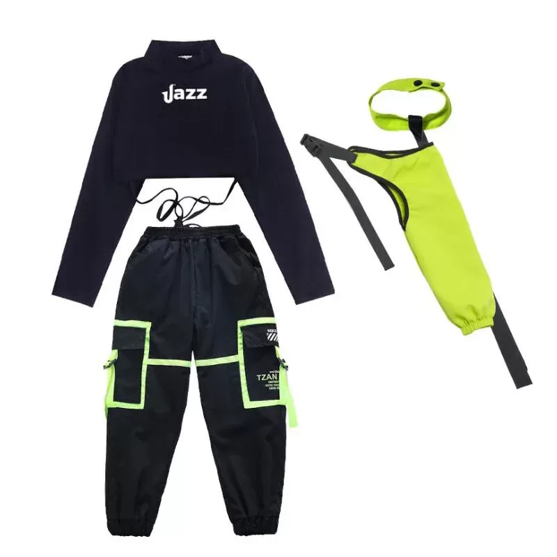 Kids Ballroom Hip Hop Clothing Outfits Crop Top Sweatshirt Streetwear Tactical Cargo Pants for Girls Jazz Dance Costume Clothes Kids Ballroom Hip Hop Clothing Outfits Crop Top Sweatshirt Streetwear Tactical Cargo Pants for Girls Jazz Dance Costume Clothes