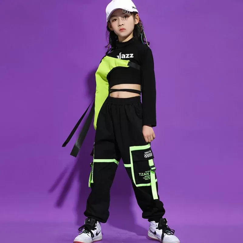 Kids Ballroom Hip Hop Clothing Outfits Crop Top Sweatshirt Streetwear Tactical Cargo Pants for Girls Jazz Dance Costume Clothes Kids Ballroom Hip Hop Clothing Outfits Crop Top Sweatshirt Streetwear Tactical Cargo Pants for Girls Jazz Dance Costume Clothes