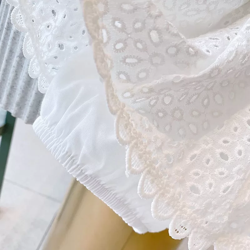 Girls 2022 Summer Clothing Sets Hollow Lace Suit Baby Casual Sleeveless T-shirt+Shorts Kids Clothing Sets Baby Clothes Outfits