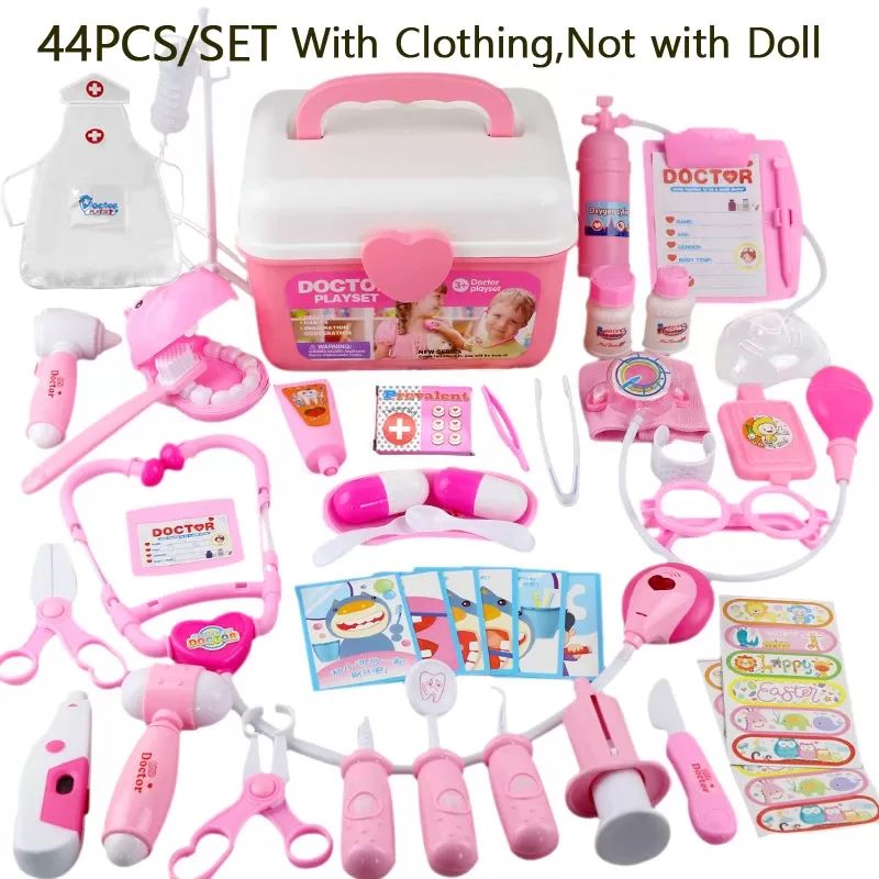 Medical Toy Kids Doctor Pretend Role Play Kit 44PCS Simulation Dentist Box Girls Educational Game Toys For Children Stethoscope Medical Toy Kids Doctor Pretend Role Play Kit 44PCS Simulation Dentist Box Girls Educational Game Toys For Children Stethoscope