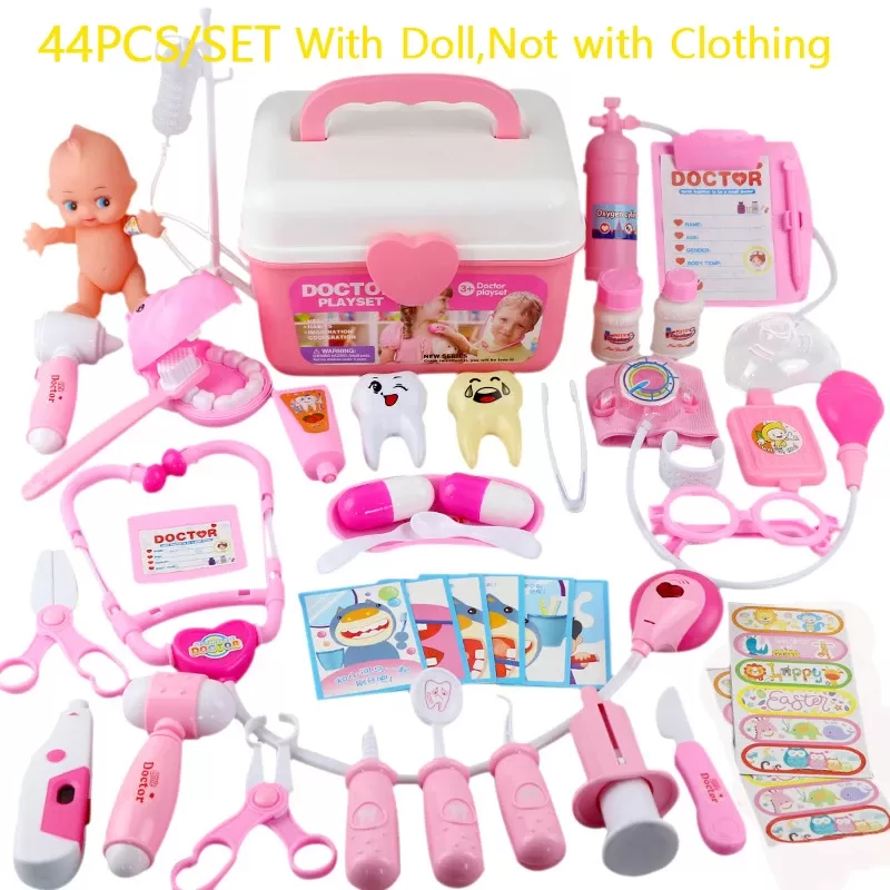 Medical Toy Kids Doctor Pretend Role Play Kit 44PCS Simulation Dentist Box Girls Educational Game Toys For Children Stethoscope Medical Toy Kids Doctor Pretend Role Play Kit 44PCS Simulation Dentist Box Girls Educational Game Toys For Children Stethoscope