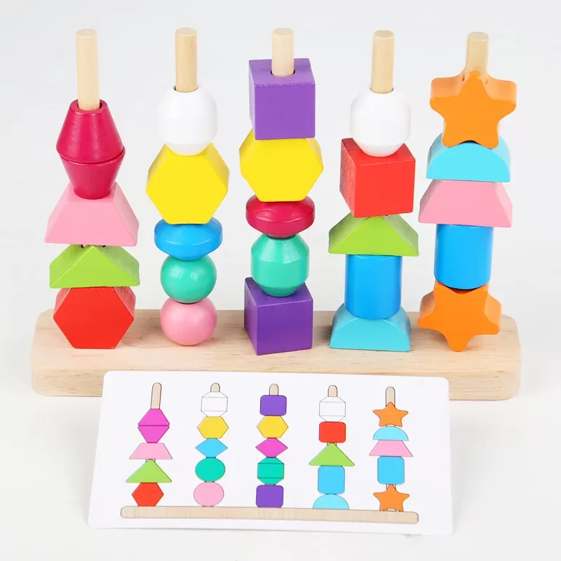 Montessori Wooden Toys Color Shape Matching Puzzle Game Colorful Beaded Color Cognition Early Educational Toys Gift for Children Montessori Wooden Toys Color Shape Matching Puzzle Game Colorful Beaded Color Cognition Early Educational Toys Gift for Children