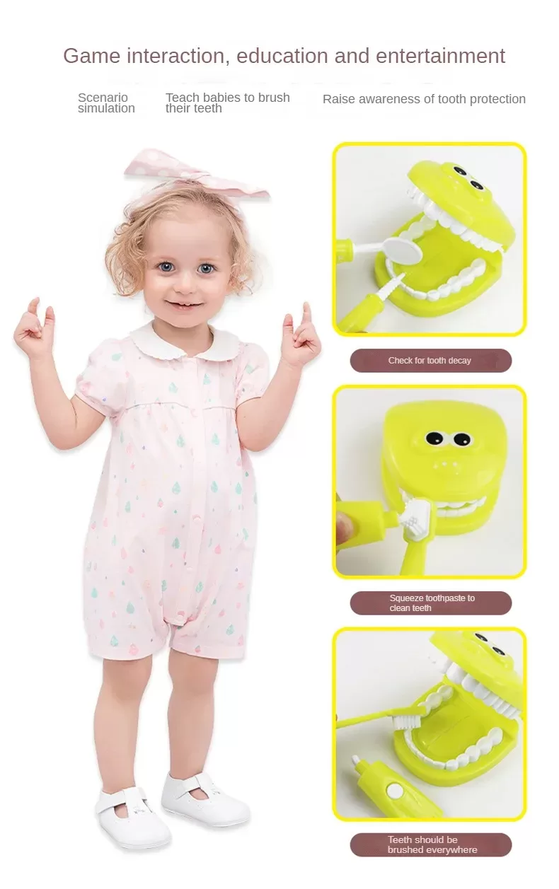 9PCS Simulation Dentist Play Set  Baby Dental Doctor Medical Kit Pretend Toy for Kids Hygienic Habbit Cultivation Role Play Game