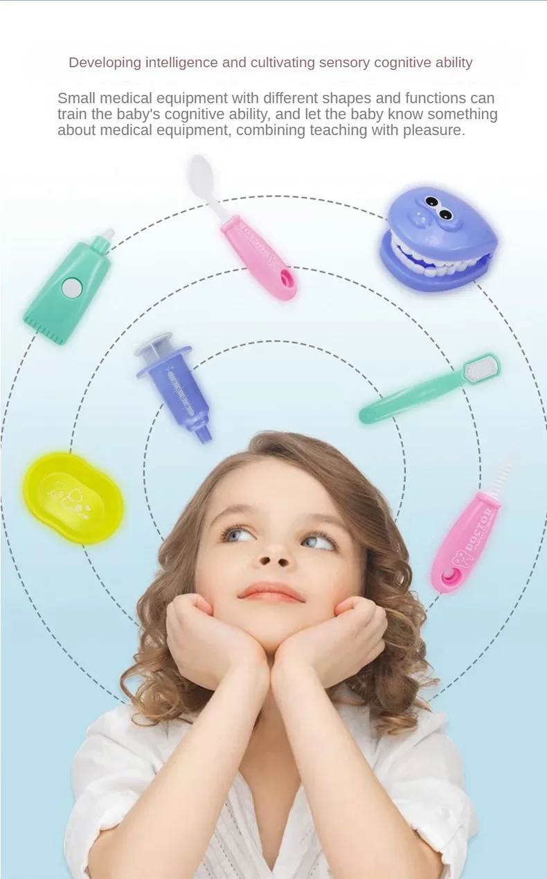 9PCS Simulation Dentist Play Set  Baby Dental Doctor Medical Kit Pretend Toy for Kids Hygienic Habbit Cultivation Role Play Game