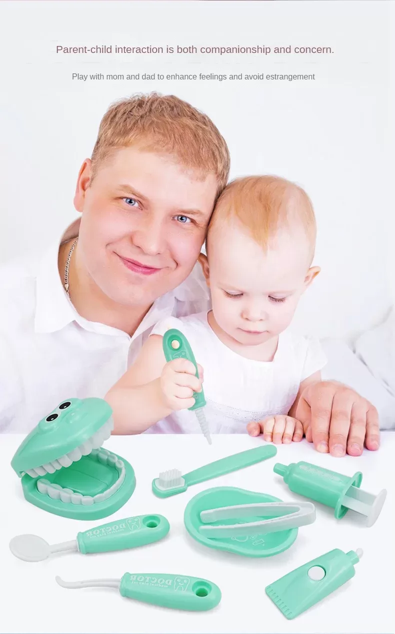 9PCS Simulation Dentist Play Set  Baby Dental Doctor Medical Kit Pretend Toy for Kids Hygienic Habbit Cultivation Role Play Game