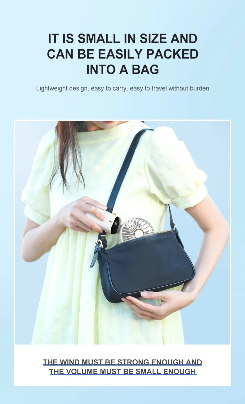 Portable Handheld Mini Fan Foldable Neck Hanging Fans 5 Speed Cooler USB Rechargeable Fan with Phone Stand and Display Screen