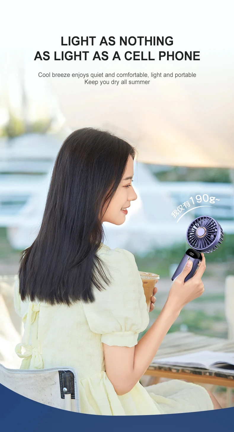 Portable Handheld Mini Fan Foldable Neck Hanging Fans 5 Speed Cooler USB Rechargeable Fan with Phone Stand and Display Screen