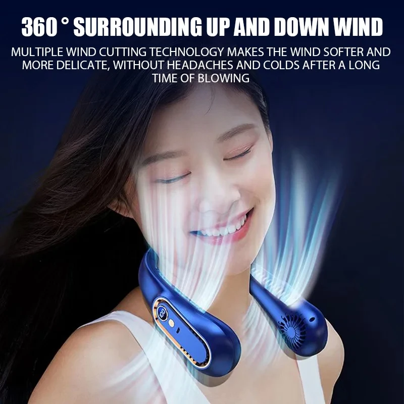 A new ultra-low price lazy fan with a portable fan hanging around its neck, 5-speed portable mini air conditioner, and LED scree A new ultra-low price lazy fan with a portable fan hanging around its neck, 5-speed portable mini air conditioner, and LED scree
