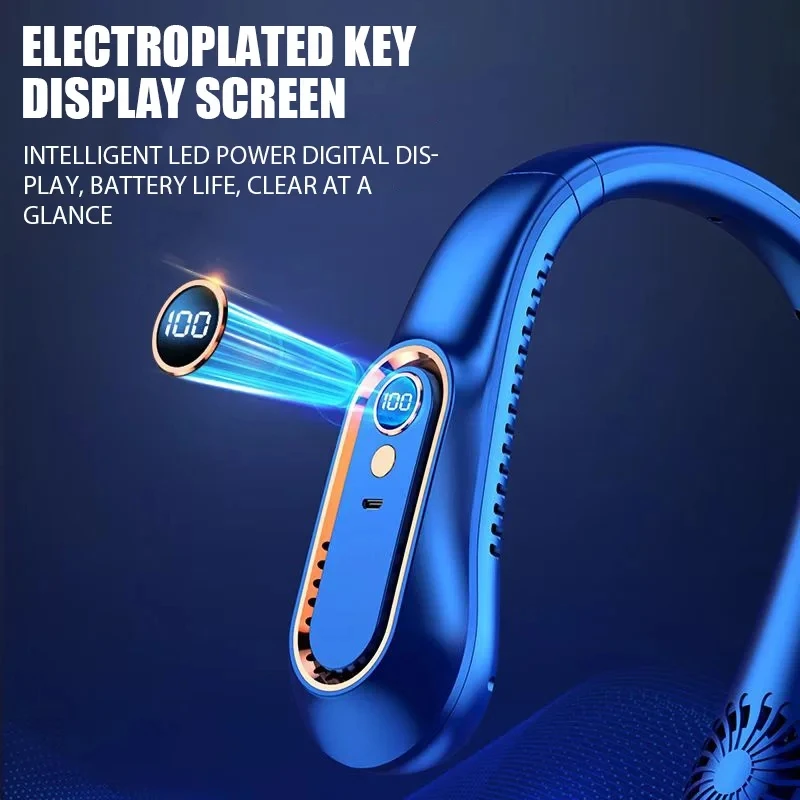 A new ultra-low price lazy fan with a portable fan hanging around its neck, 5-speed portable mini air conditioner, and LED scree A new ultra-low price lazy fan with a portable fan hanging around its neck, 5-speed portable mini air conditioner, and LED scree