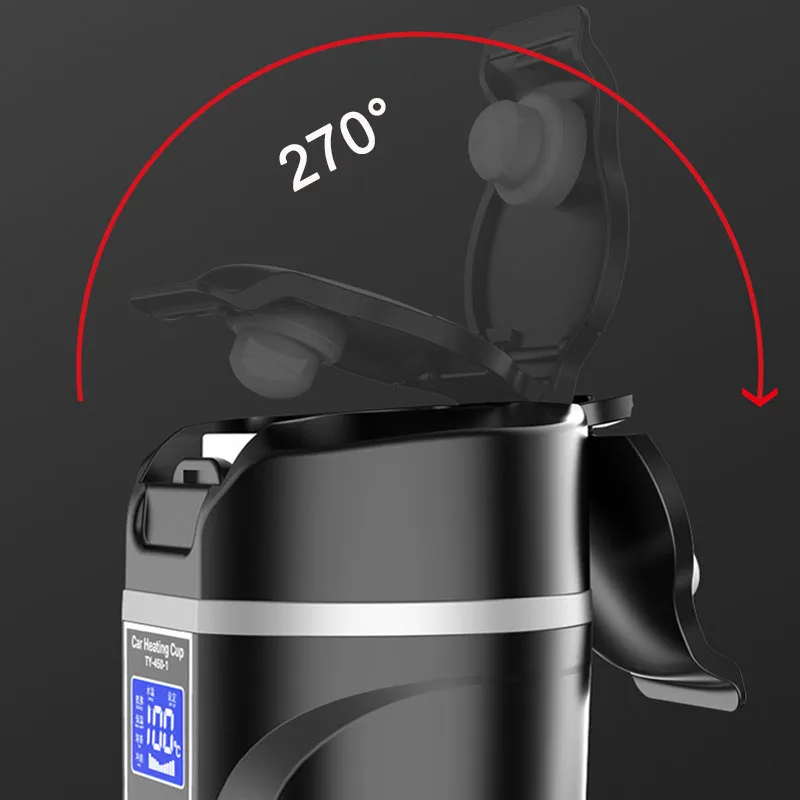 Smart Car Electric Kettle Portable Heating Cup for Coffee Tea Milk 450ML Auto Travelling Thermos Cup BPA-Free LCD Display