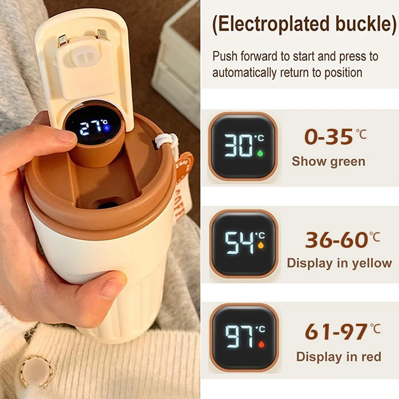410ml Insulated Travel Mug 316 Stainless Steel Coffee Cup Temperature Smart Display Keep Cold and Hot Insulated Water Bottle 410ml Insulated Travel Mug 316 Stainless Steel Coffee Cup Temperature Smart Display Keep Cold and Hot Insulated Water Bottle