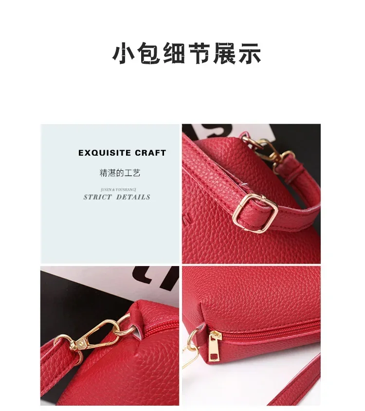 New 2023 New Large Capacity Lychee Pattern Handbags Women's European and American Retro Fashion Tassel Four-Piece Women's Bag New 2023 New Large Capacity Lychee Pattern Handbags Women's European and American Retro Fashion Tassel Four-Piece Women's Bag