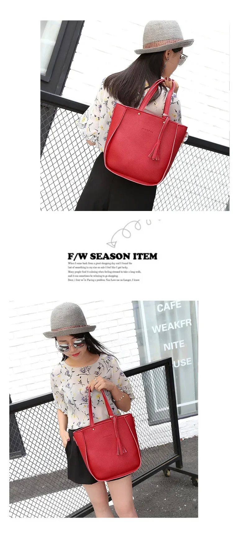 New 2023 New Large Capacity Lychee Pattern Handbags Women's European and American Retro Fashion Tassel Four-Piece Women's Bag New 2023 New Large Capacity Lychee Pattern Handbags Women's European and American Retro Fashion Tassel Four-Piece Women's Bag