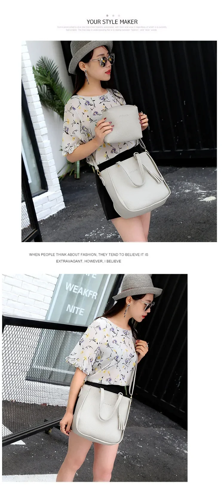 New 2023 New Large Capacity Lychee Pattern Handbags Women's European and American Retro Fashion Tassel Four-Piece Women's Bag New 2023 New Large Capacity Lychee Pattern Handbags Women's European and American Retro Fashion Tassel Four-Piece Women's Bag