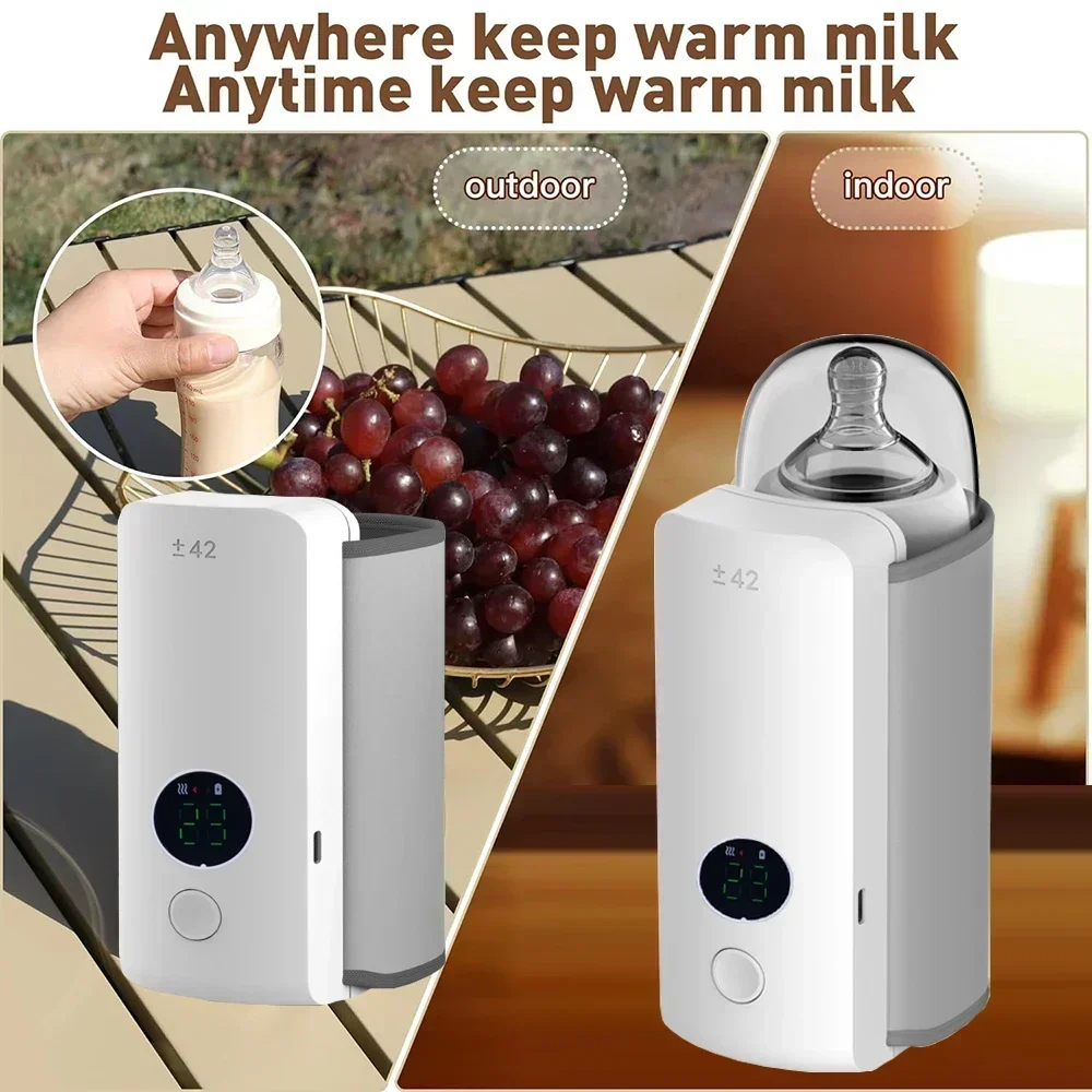 Rechargeable Bottle Warmer 6 Levels Adjustment Temperature Display Breast Milk Feeding Accessories Portable Baby Bottle Heater Rechargeable Bottle Warmer 6 Levels Adjustment Temperature Display Breast Milk Feeding Accessories Portable Baby Bottle Heater