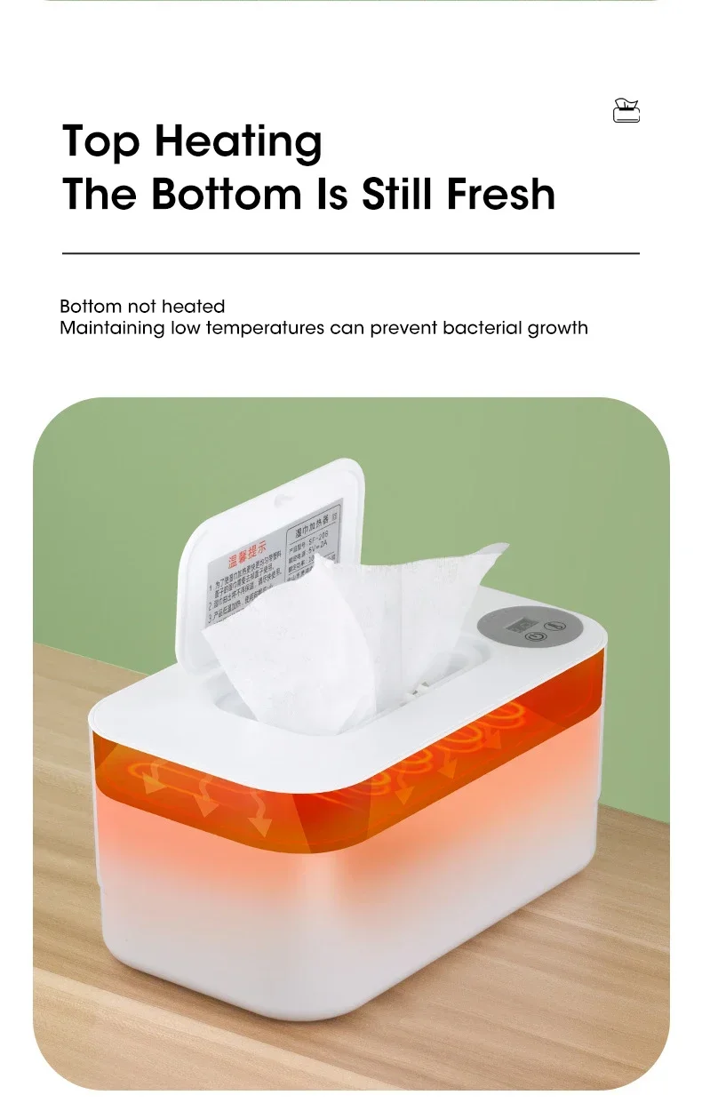 Baby Wipe Warmer Heater Baby Wet Wipes Warmer Dispenser with LED Display USB Powered Baby Wipe Warmer Napkin Heating Box Home
