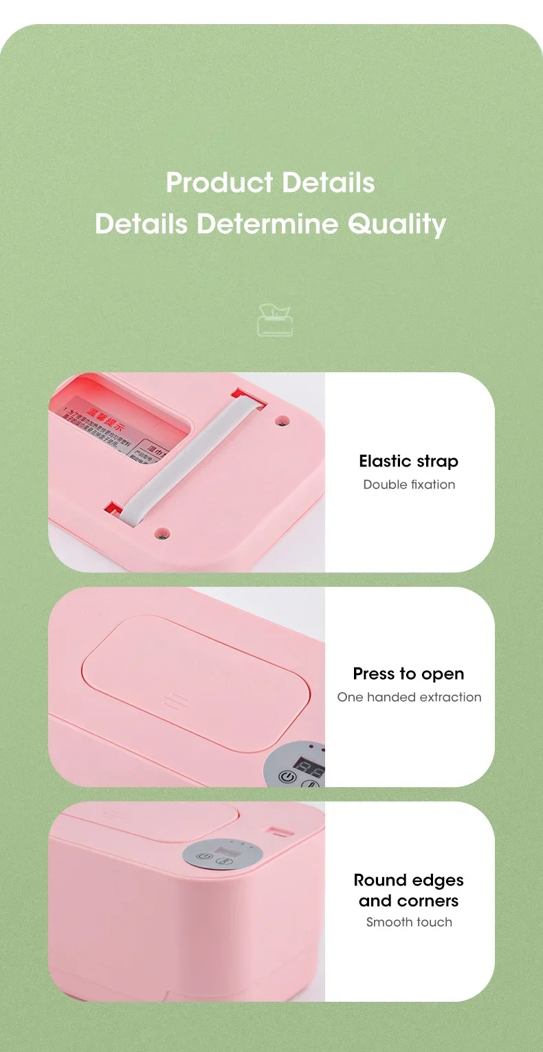 Baby Wipe Warmer Heater Baby Wet Wipes Warmer Dispenser with LED Display USB Powered Baby Wipe Warmer Napkin Heating Box Home