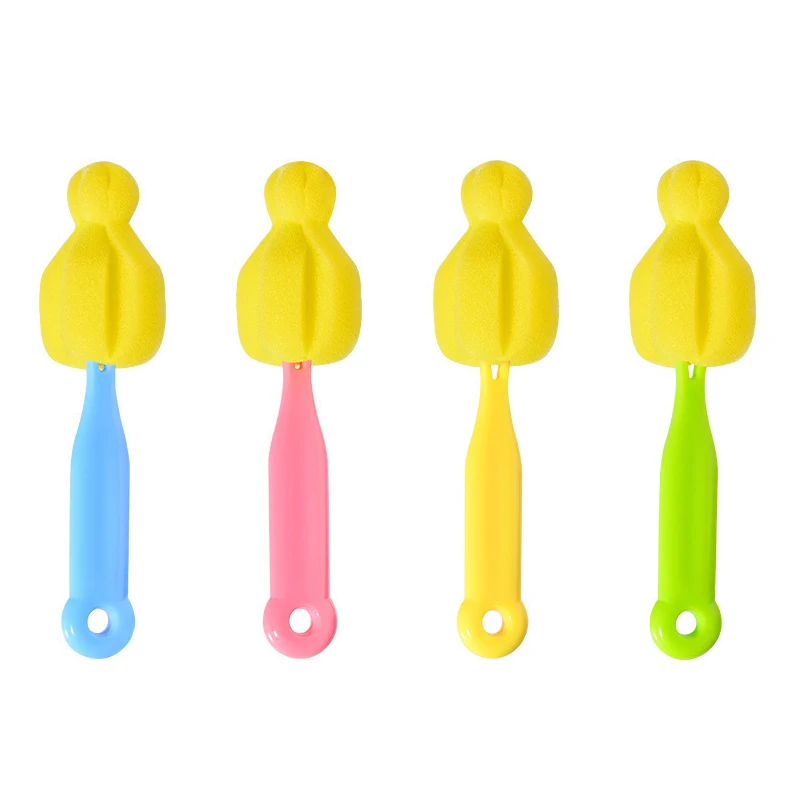 Sponge Nipple Cleaning Brush Long Handle Baby Pacifier Straw Scrubber 360° Washing Glass Cup Small Brush Kitchen Cleaning Tool